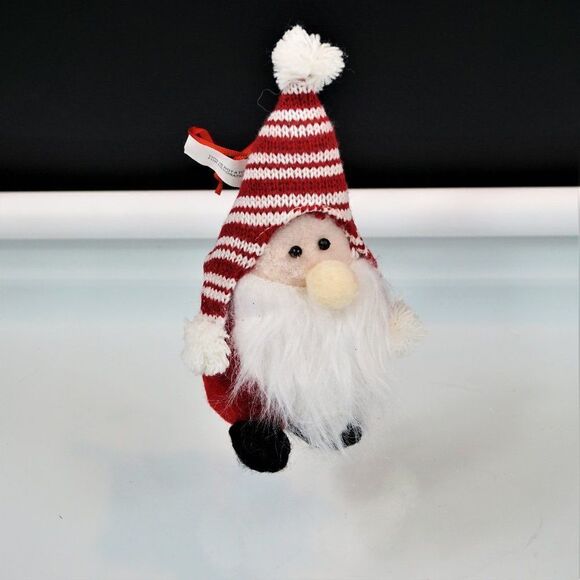 Christmas Gnome Felt Bottom Striped Knit Hat 7" Tall - Picture 1 of 7